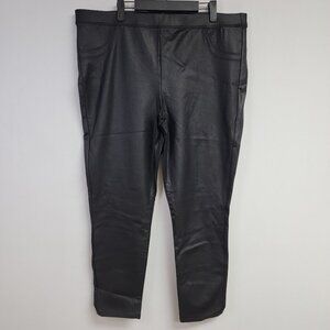 Knox Rose Black Faux Leather Pants Size XXL Leggings High Rise Pull On Tapered